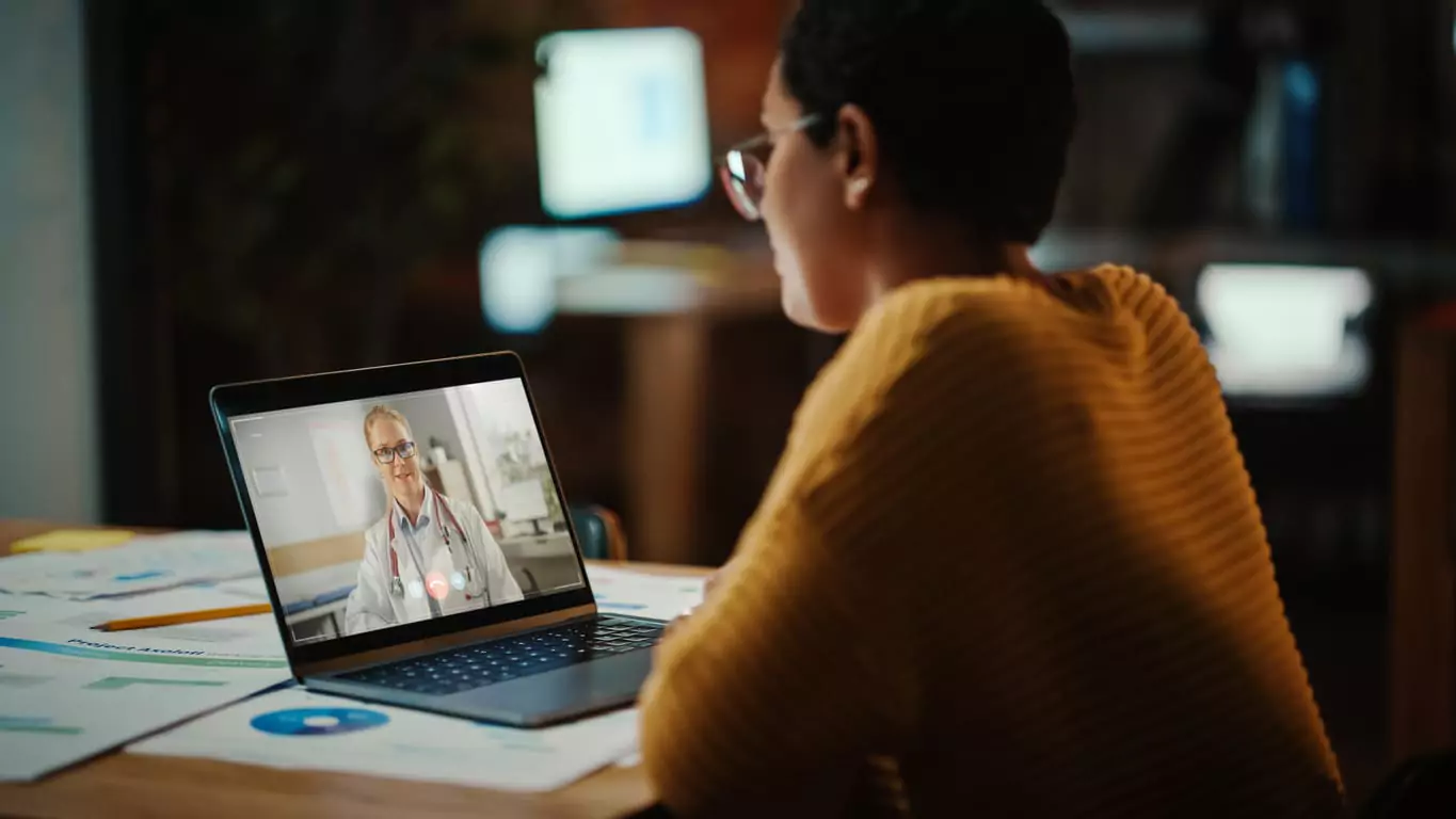 Man Talking Medical Consultant Video Call Image